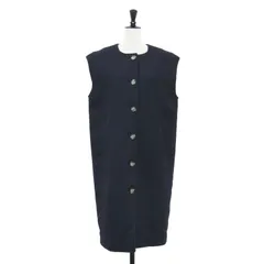 MAISON LENER メゾンレネール コート ネイビー 紺 サイズ:38(M) | 20秋冬 ノースリーブ コート / ベスト | ロング クルーネック ノーカーラー ウール | トップス 羽織り【レディース】【中古】