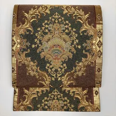 たんす屋 TANSU-YA リユース帯 帯 （中古）袋帯 金 緑 紫 フォーマル セミフォーマル 六通 洗い済  切箔 金糸 銀糸 菱華文 オリエンタル文様  7650002996165