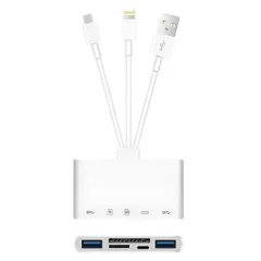5in3iPhoneSDカードリーダー【MFi認証製品】Lightning/TypeC/USBカメラカードリーダーUSB/SD/TF変換アダプタ急速充電設定不要OTG機能USB3.0双方向高速転送