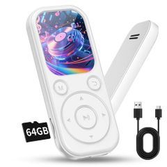 MP3 플레이어 Bluetooth5.464GBMP3 플레이어 최대 128GB의 확장 가능 HIFI 음질 스피커 탑재 1.8 인치 대형 화면 소형 초경량 다기능 음악 플레이어 초장 재생 시간 OTG 대응 휴대용 디지털 플레이어