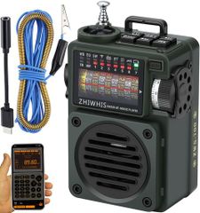 ZHIWHISBluetooth 스피커 BCL 라디오 MP3 플레이어 AM/FM/단파/와이드 FM 대응 APP 컨트롤/이어폰 대응/중저음/MicroSD 카드 대응/타이머/충전식/10시간 연속 재생 소형 경량 컴팩트 아웃도어