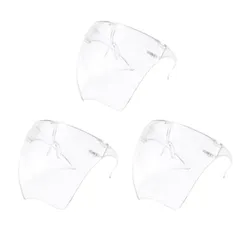 [Maatsu] フェイスシールド メガネ型 作業用 眼鏡対応 曇り止め 軽量 飛沫防止 フェイスガード (クリア3個セット) [クリア3個セット]