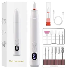 UYTONネイルマシン電動ネイルマシンキット【LEDライト付・表示画面】専用ビット12個セットジェルネイルオフ電動ネイルマシンコードレスネイルオフマシーン五段階スピード調節甘皮処理…