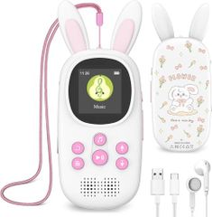 MP3 플레이어 Bluetooth5.3 Hi-Fi 음악 플레이어 32GB 귀여운 토끼 조형의 아이용 MP3 플레이어로 스피커를 내장.유선 이어폰과 스트랩을 부속해, 수업 녹음, TXT 전자 서적, 알람시…