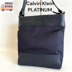 Calvin Klein PLATINUM カルバンクライン プラチナム メンズ ショルダーバッグ ブラック 黒 縦型 B5サイズ対応 レザー×キャンバス