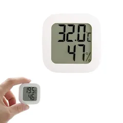 [ALLVD]ディジタル温度計室内，じどうしゃなど多くのシーンにしつどけい，ホルダマグネットサスペンション手のひらサイズ温度表示の変化（ホワイト・単純・時計なし）