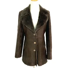 90s ヴィンテージ ラムレザーコート レザージャケット 裏地ファー 羊革 レディース Lサイズ程度 ブラウン系