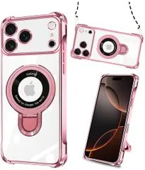 weiaoluoiPhone17promaxケースリング付きアイフォン17ProMax携帯ケースMagSafe対応クリアいphone17promaxカバー車載ホルダーワイアレス充電耐衝撃磁力強全面保護指紋防止