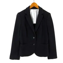 ユニクロ UNIQLO ジャケット ウールライク ツイル 裏ストライプ 2ボタン テーラード 長袖 M 黒 ブラック