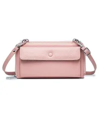 [Four leaf] レディース スマホポーチ 本革 ショルダーバッグ 斜めがけ 小さめ ミニバッグ タッチスクリーン対応 財布機能付き 多機能ポシェット 軽量 おしゃれ 可愛い (ピンク) [ピンク]