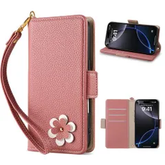 Vokpok対応iPhone17ProMaxケース手帳型可愛い3Dフラワークラフト手触りも色合いもあふれる女性のアイフォン17ProMax財布型ケースカード収納機能スタンド機能iPhone17ProMax