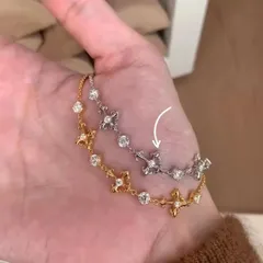 クロス 十字架 シルバー ブレスレット ラインストーン カジュアル お揃い ユニセックス 韓国アクセ