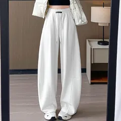 スウェットパンツ ワイド バレル ウエストゴム カーブ 無地 レディース 大きいサイズ 楽ちん スタイリッシュ ダボパン トレンド ストリート