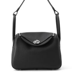 エルメス ハンドバッグ リンディ26 ブラック/シルバー金具 トリヨンクレマンス K刻印 2wayショルダー 黒