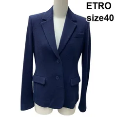 ◆ エトロ ETRO テーラードジャケット 長袖 襟裏柄あり  ネイビー ウール 40 L 11号 レディース K5Y020のサムネイル