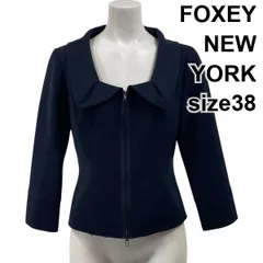 ◇ フォクシーニューヨーク FOXEY NEW YORK ジップアップジャケット 長袖 ショート丈 ショールカラー ネイビー 38 M 9号 レディース S5Y729のサムネイル
