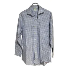 C419 Brooks Brothers ブルックスブラザース シャツ 長袖 ロング 無地 ブルー チェック メンズ 17-33