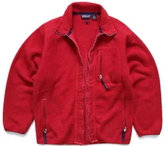 訳あり★90s USA製 patagoniaパタゴニア シンチラ フリースジャケット 赤 M★オールド ビンテージ アウトドア ダメージ ボロ