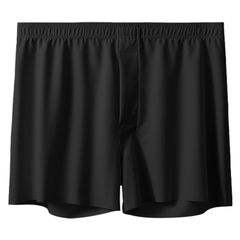 [パンツ道場] トランクス ニット メンズ ショート 前開き 無地 速乾 夏 薄手 肌触り タイト (JP, アルファベット, M, ブラック) [ブラック] [M]