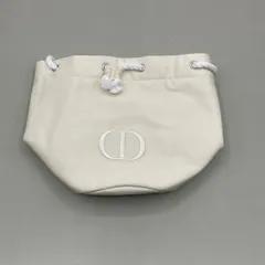 極美品　Christian Dior クリスチャンディオール　化粧ポーチ　コスメ　マルチポーチ　小物入れ　収納　巾着　キャンバス　ロゴ　刺繍　アイボリー　白系