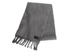 【お得なクーポン配布中!】 スコットランド製 コーチ 無地 マフラー メンズ レディース / 古着 ウール カシミヤ ナイロン フリンジ付き シンプル ビジネス ブランド 灰