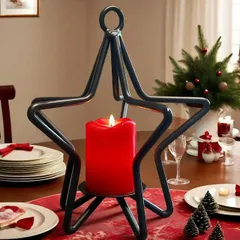 キャンドルホルダー キャンドルスタンド 星型 スター ブラック 高級感 鉄 インテリア 装飾 パーティー リビング ダイニング オシャレ 可愛い 寝室 吊り下げ ぶら下げ