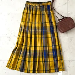 【初売り1/1〜3限定価格！】 2024モデルタグ付未使用♪サニーレーベル  チェックプリーツイージースカート 38  イエロー×ブルーチェック 黄×青系 ロングスカート アーバンリサーチ URBANRESEARCH