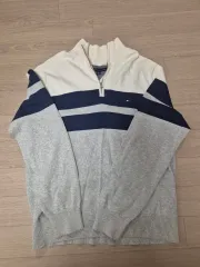 タミヒルフィガー ハーフジップアップ ストライプ ニット xl