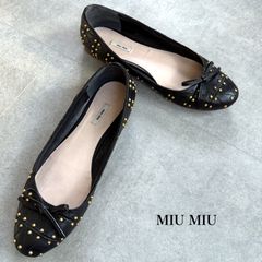 miumiu】ミュウミュウ バレエシューズ エナメル リボンビジュー 25cm