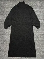 未使用品 IENA Le DOME ジャガードニット ハイネック ロングワンピース ブラック イエナルドーム  ■