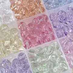 No.338✨キラキラ輝く✨ 8mm ガラスビーズ 各色50個 クリア 高品質 ハンドメイド