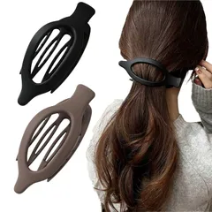 Alpha Depot ヘアクリップ 2個セット 軽量 大人かわいい 韓国風 バンスクリップ 髪留め ヘアアクセサリー おしゃれ エレガント 日常使い プレゼントにも (スリットオーバル マットブラック&モ [スリットオーバル マットブラック&モカグレージュ]