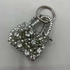 美品　ANTEPRIMA　アンテプリマ　キーリング　キーホルダー　バッグチャーム　ワイヤーバッグ　ラインストーン　シルバー