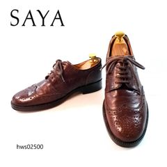 サヤ SAYA ストレートチップ ブラウン レザー 内羽根 ローファー 