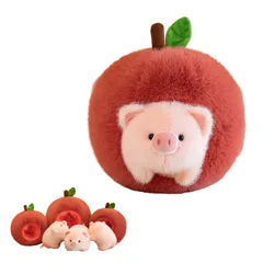 豚 ぬいぐるみ かわいい りんご 動物 癒し 小さい プレゼント 誕生日 おもちゃ アニマル 人形 ソフト ポリエステル 寝室 装飾 クリスマス 感謝祭 母の日(りんごに入った子豚) [並行輸入品] [りんごに入った子豚]