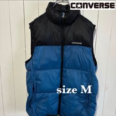 【古着】converse(コンバース)ダウンベスト M 黒/青 美品 US古着 アメカジ 防寒