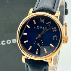 【中古】マークバイマークジェイコブス MBM1331 腕時計 ベイカー スモールセコンド ネイビー ローズゴールド レザーベルト クォーツ レディース 箱付き MARC BY MARC JACOBS 紺 金 黒