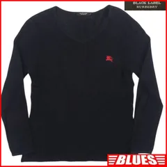 BURBERRY BLACK LABEL 廃盤 バーバリーブラックレーベル Tシャツ M ロンT カットソー Vネック 紺 ネイビー 刺繍 2 シャツ_カットソーサイズM一覧←SEULB屋着古← TY4232