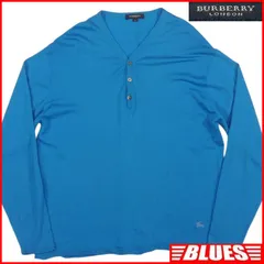 BURBERRY LONDON バーバリー セーター ニット L メンズ 青 ヘンリーネック ウール 水色 ニット_セーターサイズL一覧←SEULB屋着古← TY4237のサムネイル