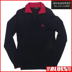 BURBERRY BLACK LABEL 廃盤 バーバリーブラックレーベル セーター ニット L メンズ 3 ウール 紺 ネイビー 刺繍 ニット_セーターサイズL一覧←SEULB屋着古← TY4234