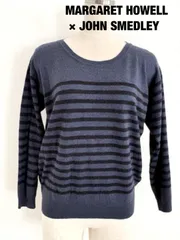 MARGARET HOWELL × JOHN SMEDLEY　マーガレットハウエル × ジョンスメドレー　ニット　Mサイズ　ネイビー　濃紺　毛100％　カジュアル　大人　おしゃれ　送料込み　6461543