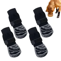 脱げない犬用靴下 4本セット 滑り止め付き 柔らかい 通気性 ケガ防止 小型犬 中型犬 (大型犬) [大型犬]