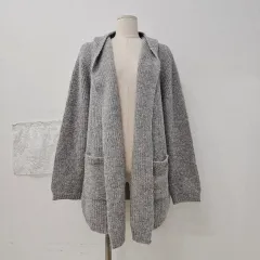 ペルー産 高級 アルパカ フーディ ニット グレー カーディガン 日本 ヴィンテージ