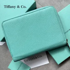 Tiffany & Co. ティファニー ラウンドジップ コンパクトウォレット 二つ折り財布 ブルー シルバー金具 箱付きのサムネイル