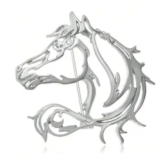 【ブローチ】馬　ホロアウト　アンティークシルバー　乗馬　馬術　競馬