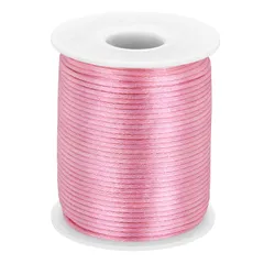 uxcell ナイロンストリングコード2mm x 55ヤードマクラメロープ編み糸ツイ ストストリングスムースビーディングコードジ ュエリーメイキング用品 DIYクラフト ピンク