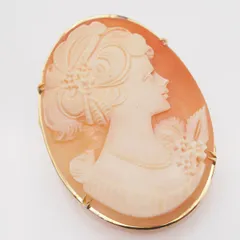 L848 シェルカメオ SILVER S.EXTRA CAMEO刻印 ブローチ 女性横顔 デザイン シルバー ヴィンテージ