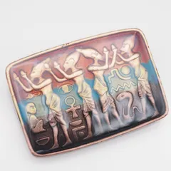 L759 七宝 ブローチ 大ぶり エジプト 壁画風 デザイン ヴィンテージ