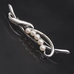 L701 淡水真珠 パール SILVER刻印 ブローチ デザイン シルバー コサージュ 6月誕生石