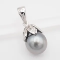 L924 黒蝶真珠 パール 925刻印 ペンダント トップ デザイン シルバー チャーム ヘッド 6月誕生石